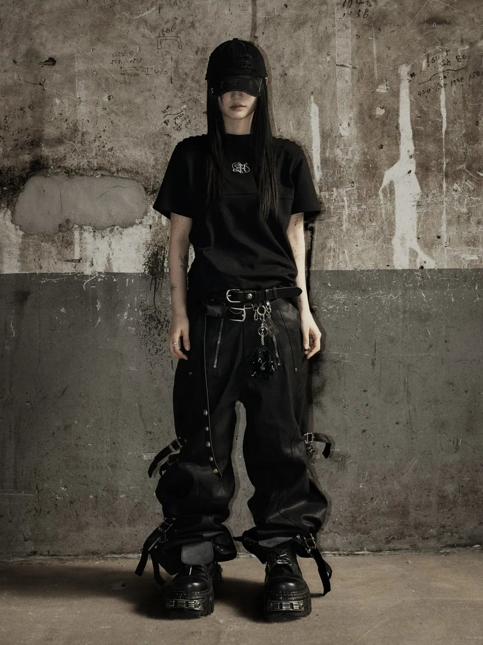 【ROSEN KREUZ】SIDE BELT BIG WIDE PANTS Side Belt Floor-length Pants