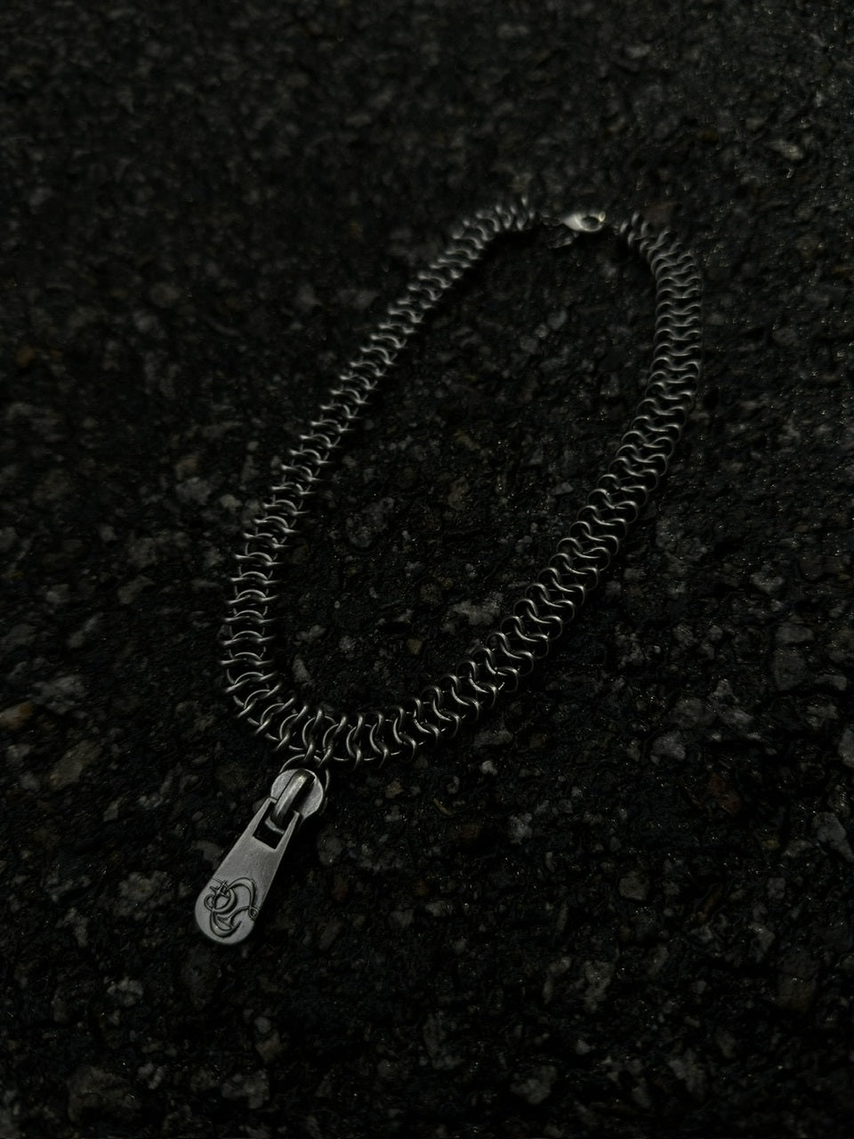 【ROSEN KREUZ】zip vertebrae chain necklace spinal cord distressed zipper necklace