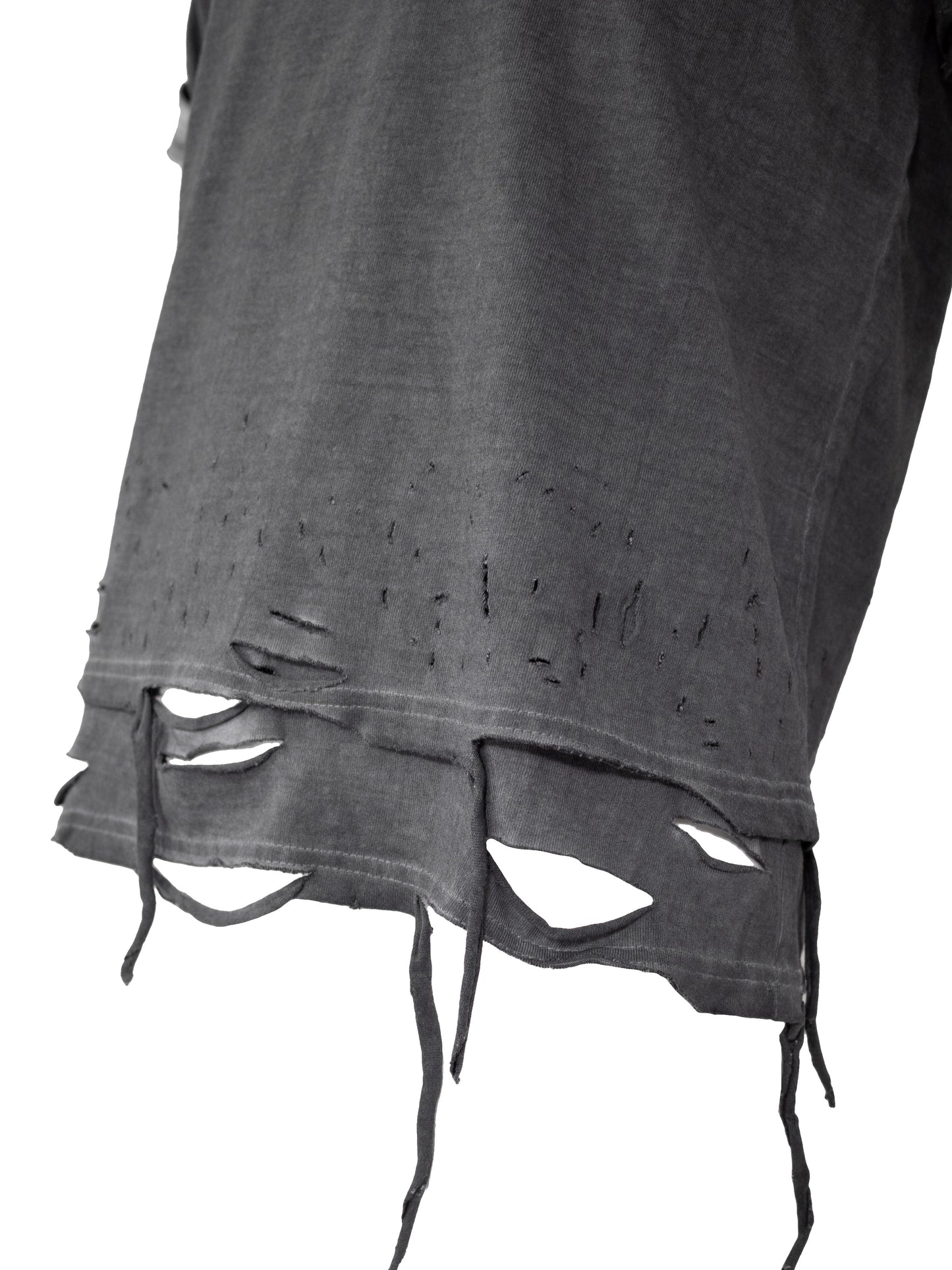 【ROSEN KREUZ】BOXY FIT LAYERED DAMAGE TEE (Dirty gray)
