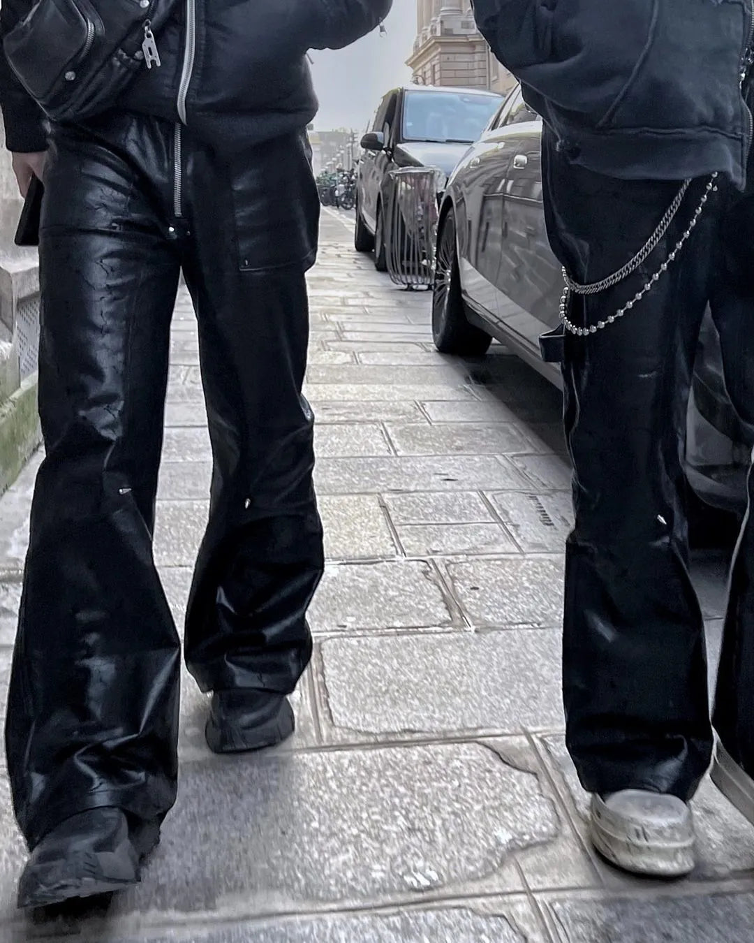 【ERIC CRÉER】CHP-1 005 BLACK CRACKED COATED LEATHER DOUBLE KNEE
