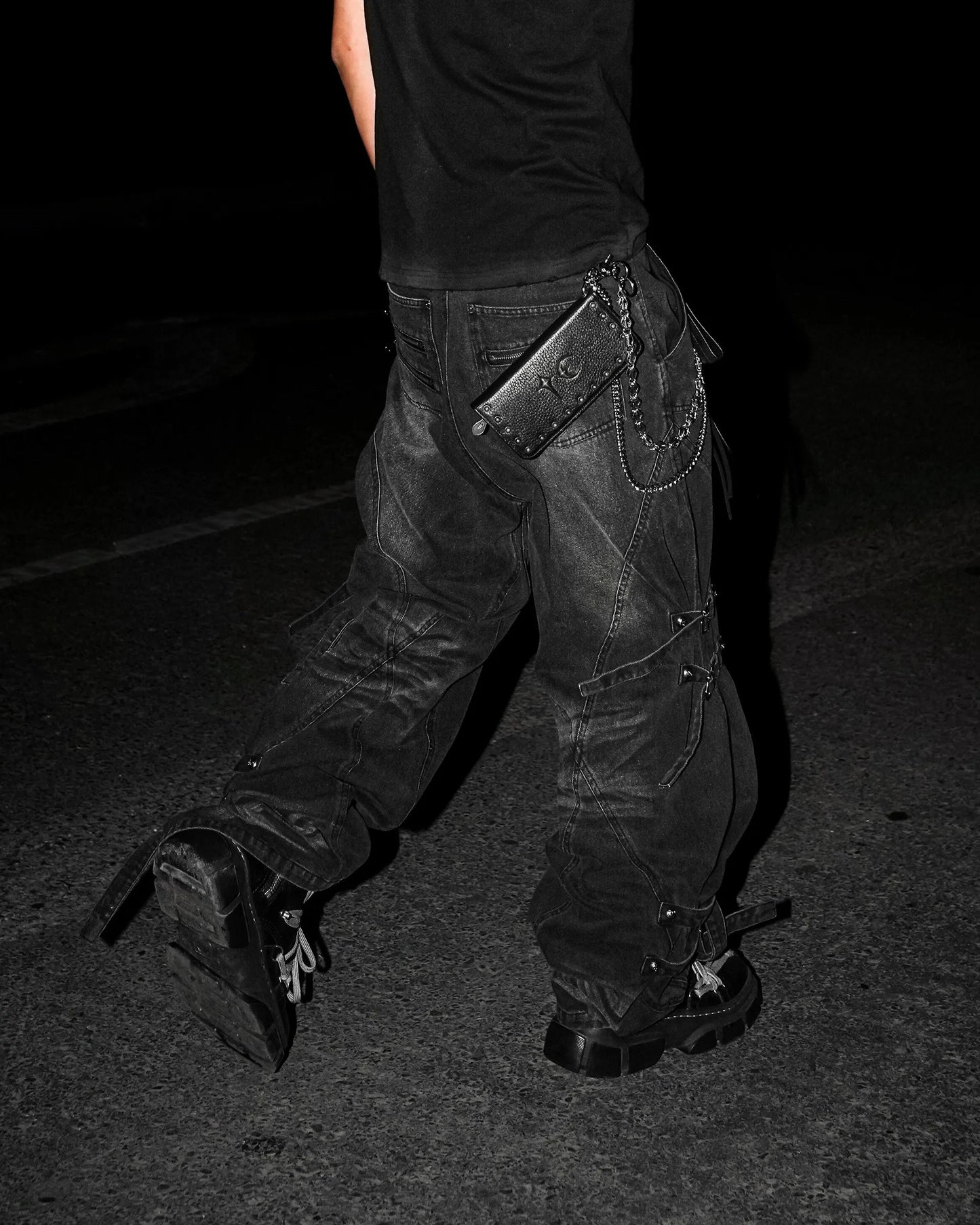 【ROSEN KREUZ】SIDE BELT BIG WIDE PANTS Side Belt Floor-length Pants