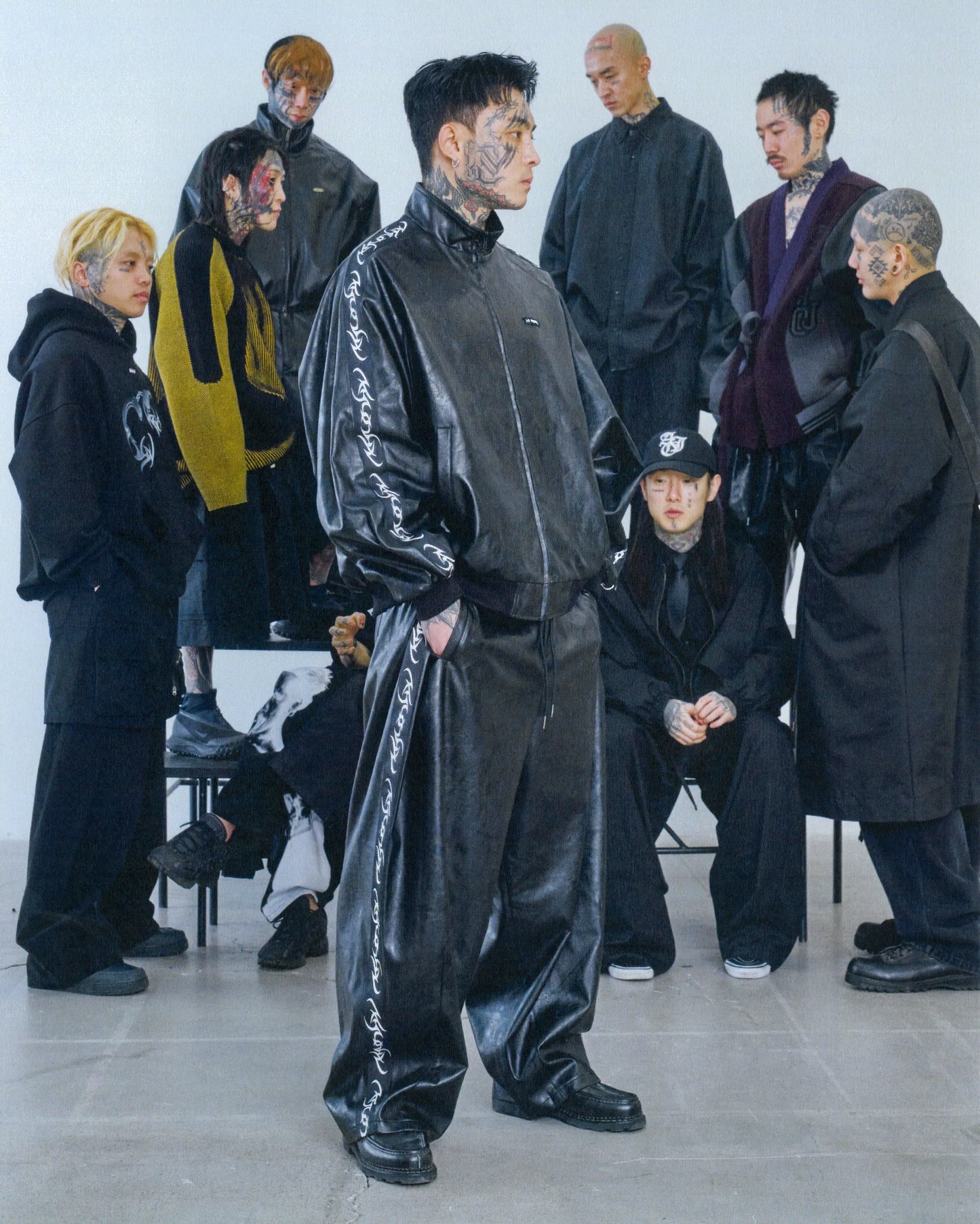 【AJOBYAJO】Vegan Leather Oversized Raglan Track Jacket