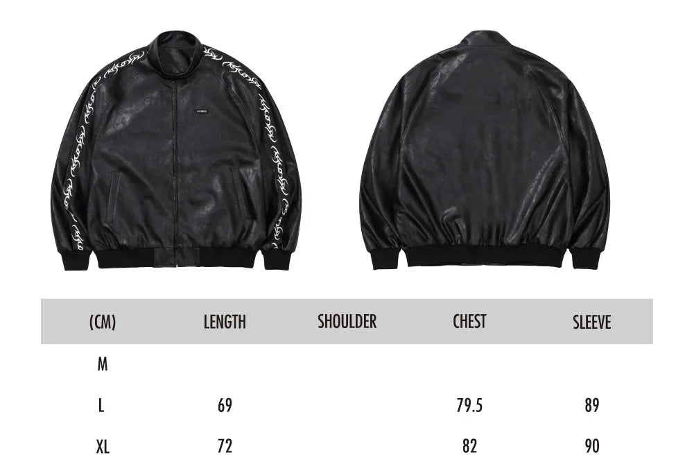 【AJOBYAJO】Vegan Leather Oversized Raglan Track Jacket
