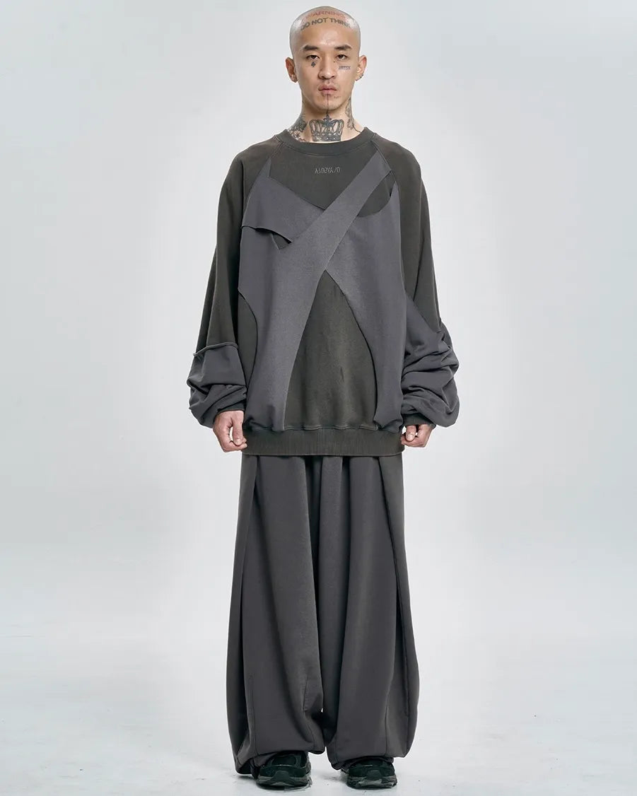 【AJOBYAJO】Paneled Washed Sweatshirt