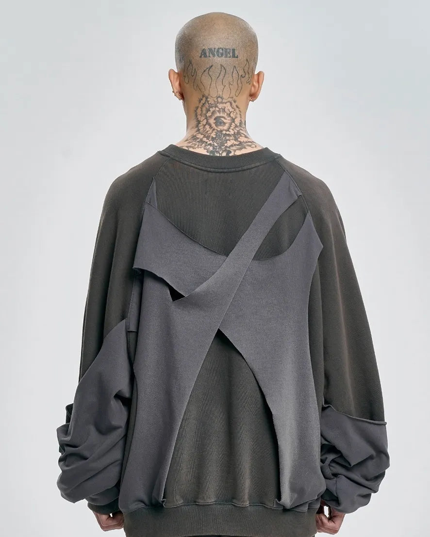 【AJOBYAJO】Paneled Washed Sweatshirt