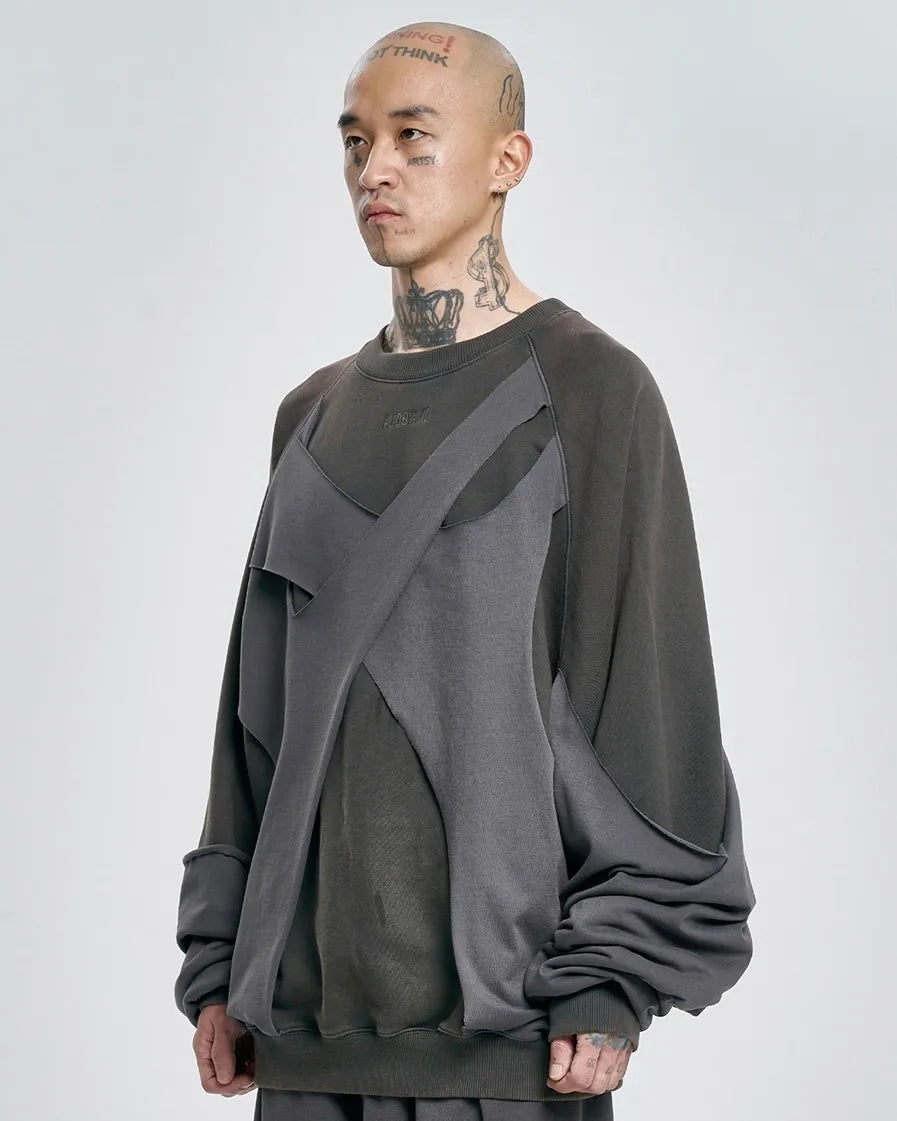 【AJOBYAJO】Paneled Washed Sweatshirt