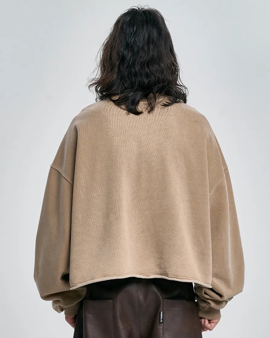 【AJOBYAJO】"THE CHAIN" Washed Cropped Sweatshirt (MOCHA)
