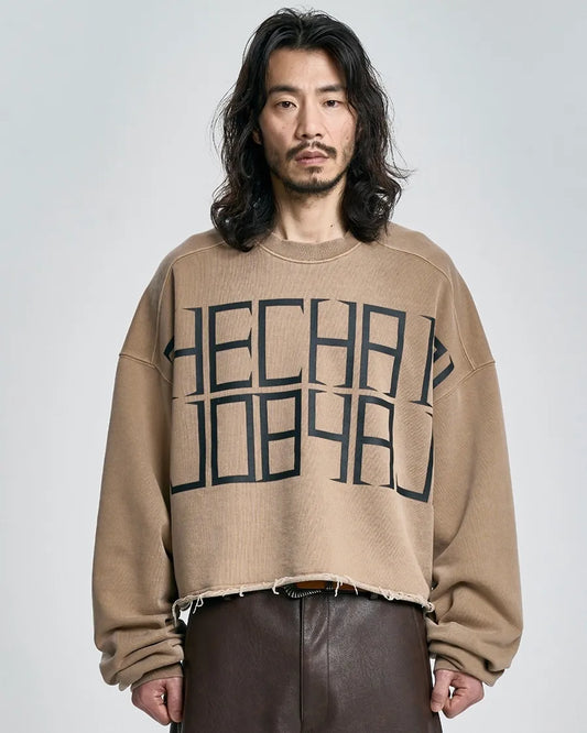 【AJOBYAJO】"THE CHAIN" Washed Cropped Sweatshirt (MOCHA)