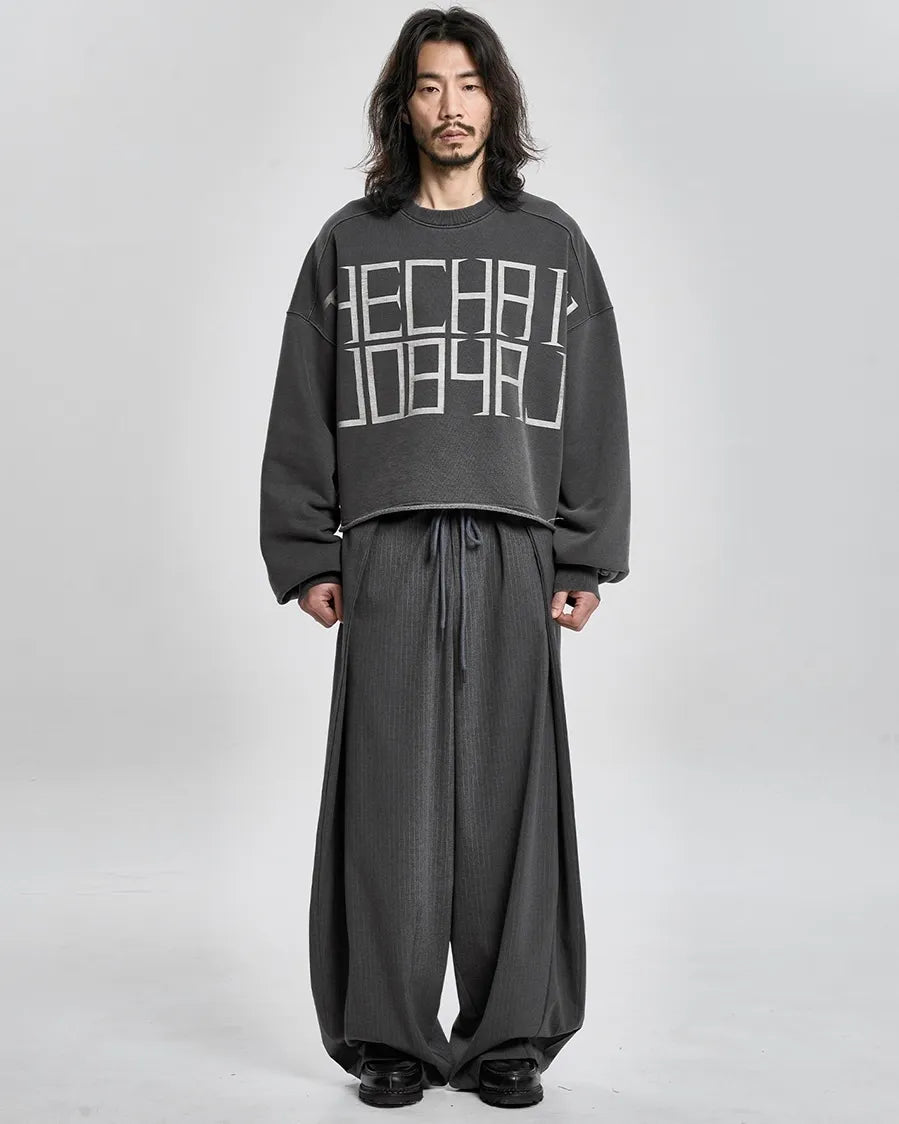 【AJOBYAJO】"THE CHAIN" Washed Cropped Sweatshirt (CHARCOAL)