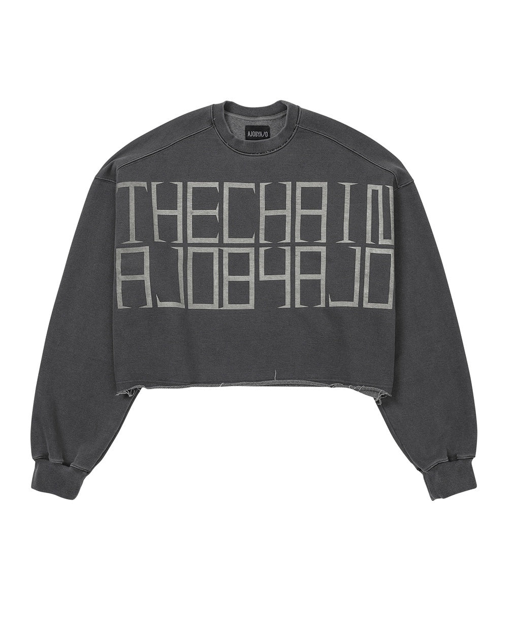 【AJOBYAJO】"THE CHAIN" Washed Cropped Sweatshirt (CHARCOAL)