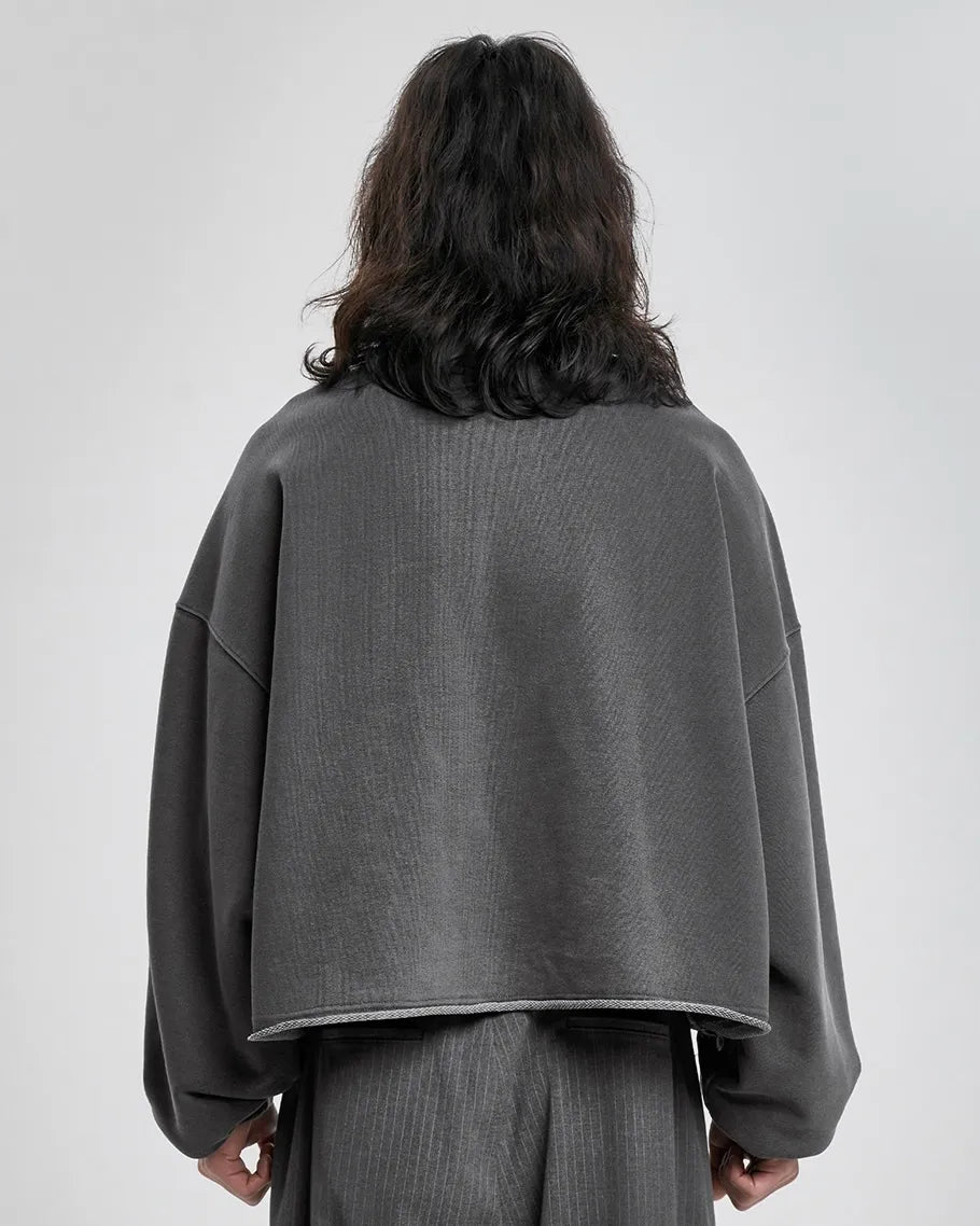 【AJOBYAJO】"THE CHAIN" Washed Cropped Sweatshirt (CHARCOAL)