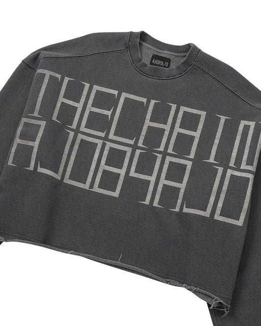 【AJOBYAJO】"THE CHAIN" Washed Cropped Sweatshirt (CHARCOAL)