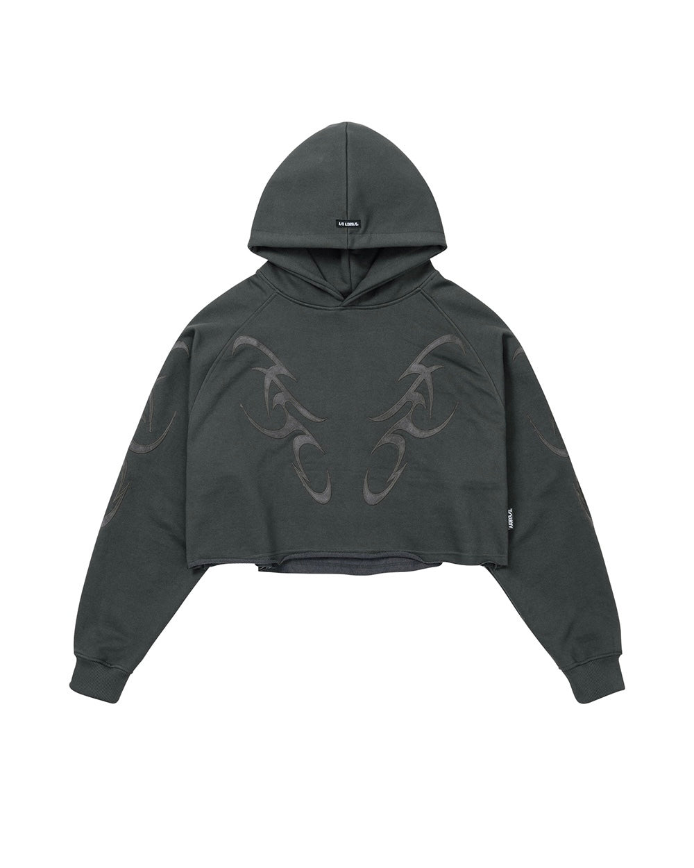 【AJOBYAJO】Tribal AJO Applique Cropped Hoodie (DUSTY)