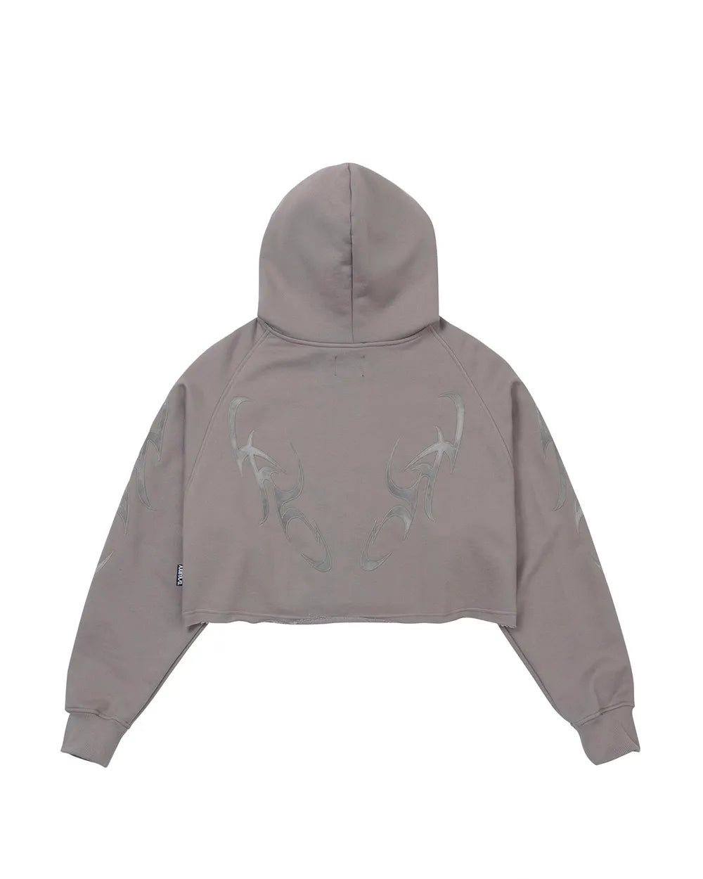 【AJOBYAJO】Tribal AJO Applique Cropped Hoodie (CHARCOAL)