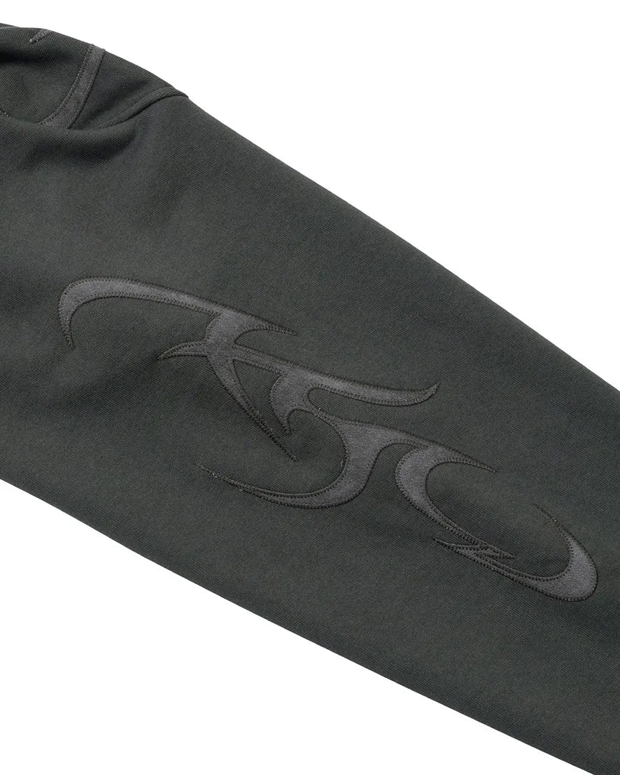 【AJOBYAJO】Tribal AJO Applique Cropped Hoodie (DUSTY)