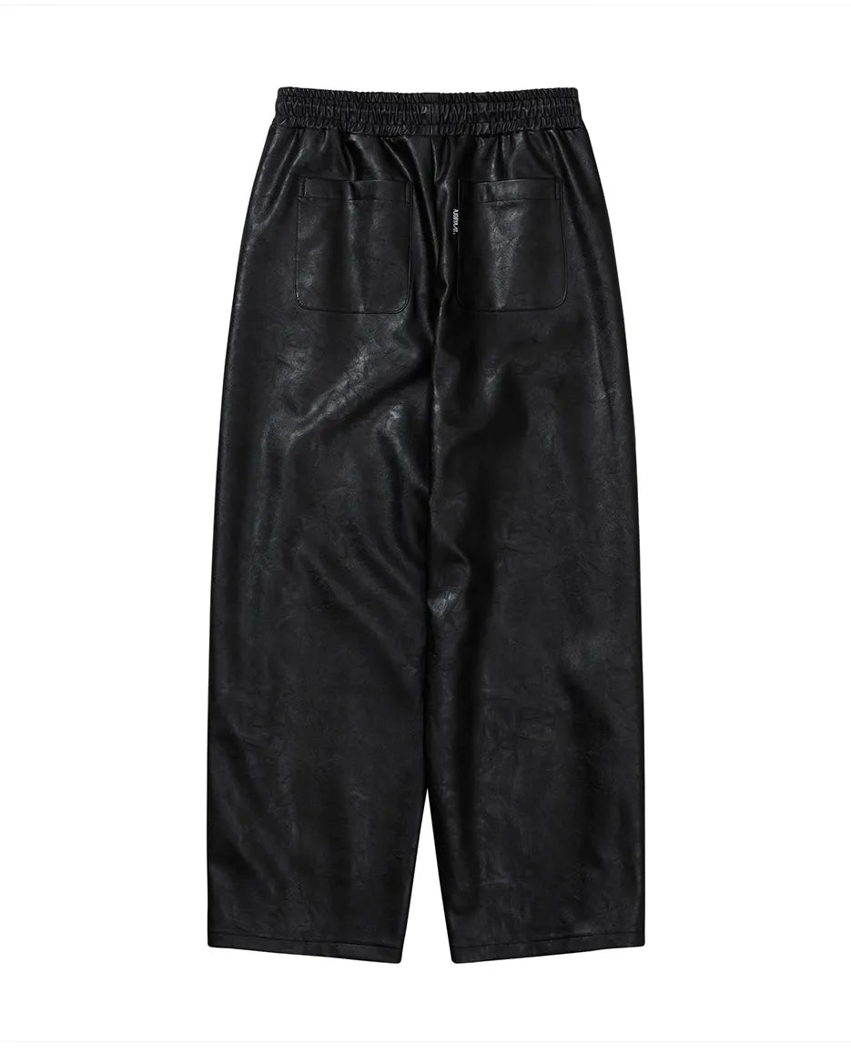 【AJOBYAJO】VEGAN LEATHER ONE TUCK PANTS
