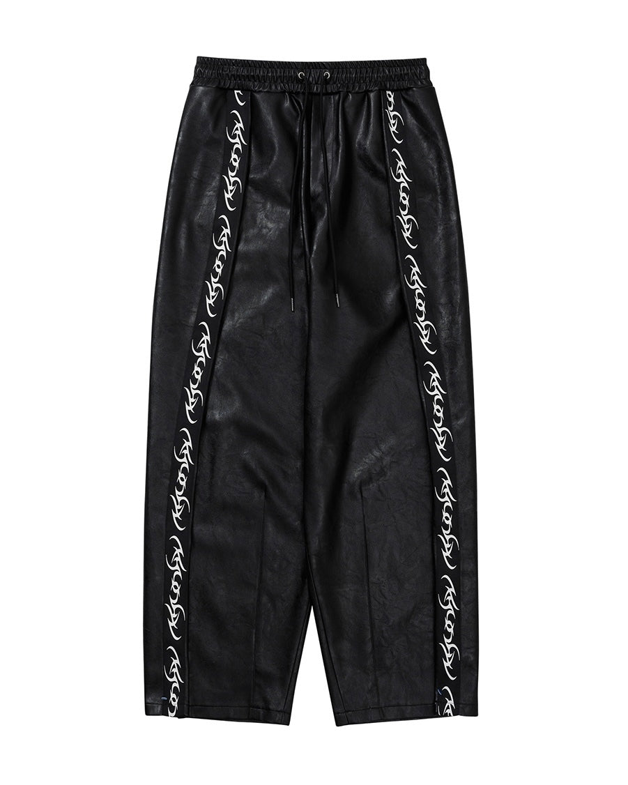 【AJOBYAJO】VEGAN LEATHER ONE TUCK PANTS