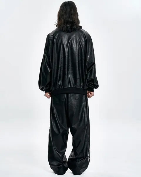【AJOBYAJO】VEGAN LEATHER ONE TUCK PANTS