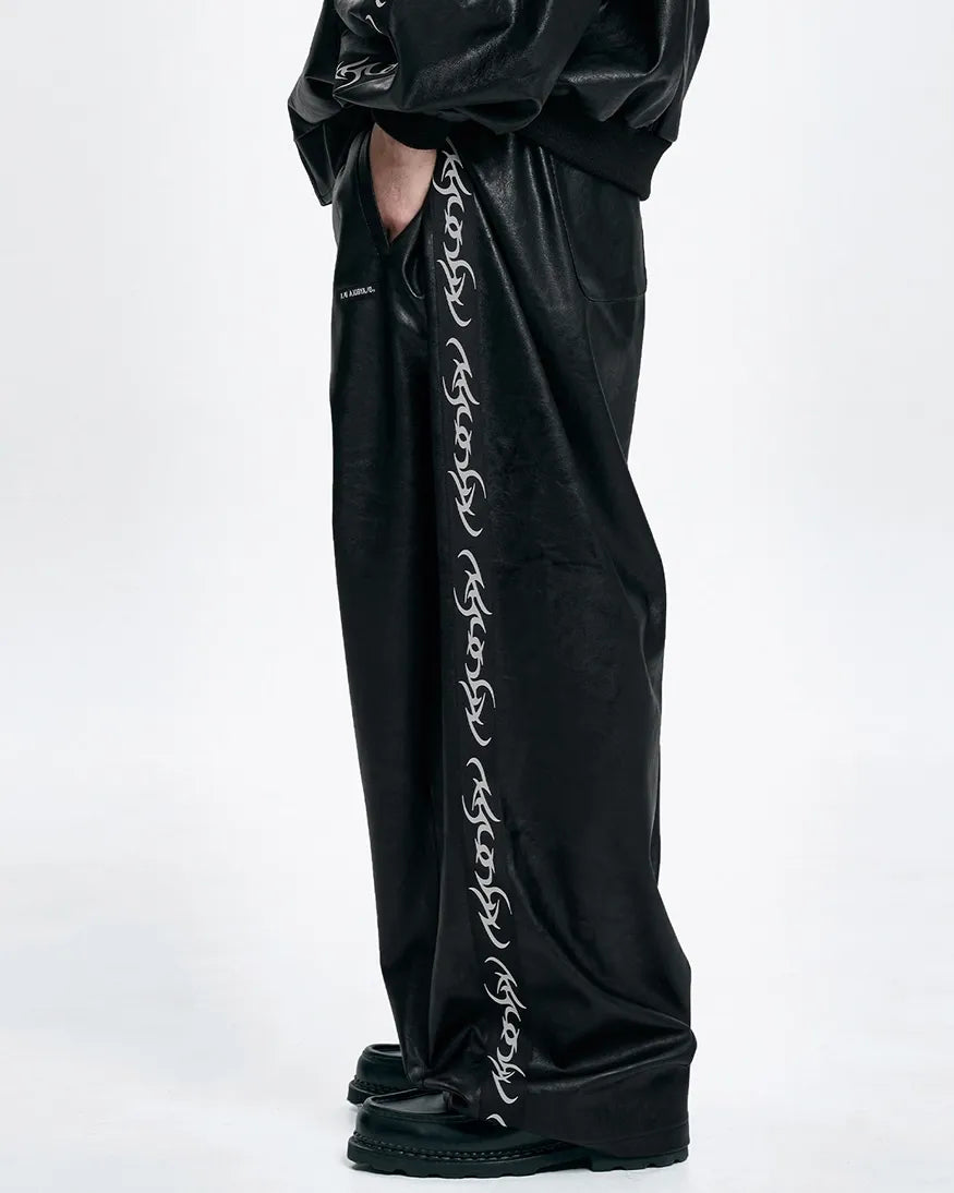 【AJOBYAJO】VEGAN LEATHER ONE TUCK PANTS