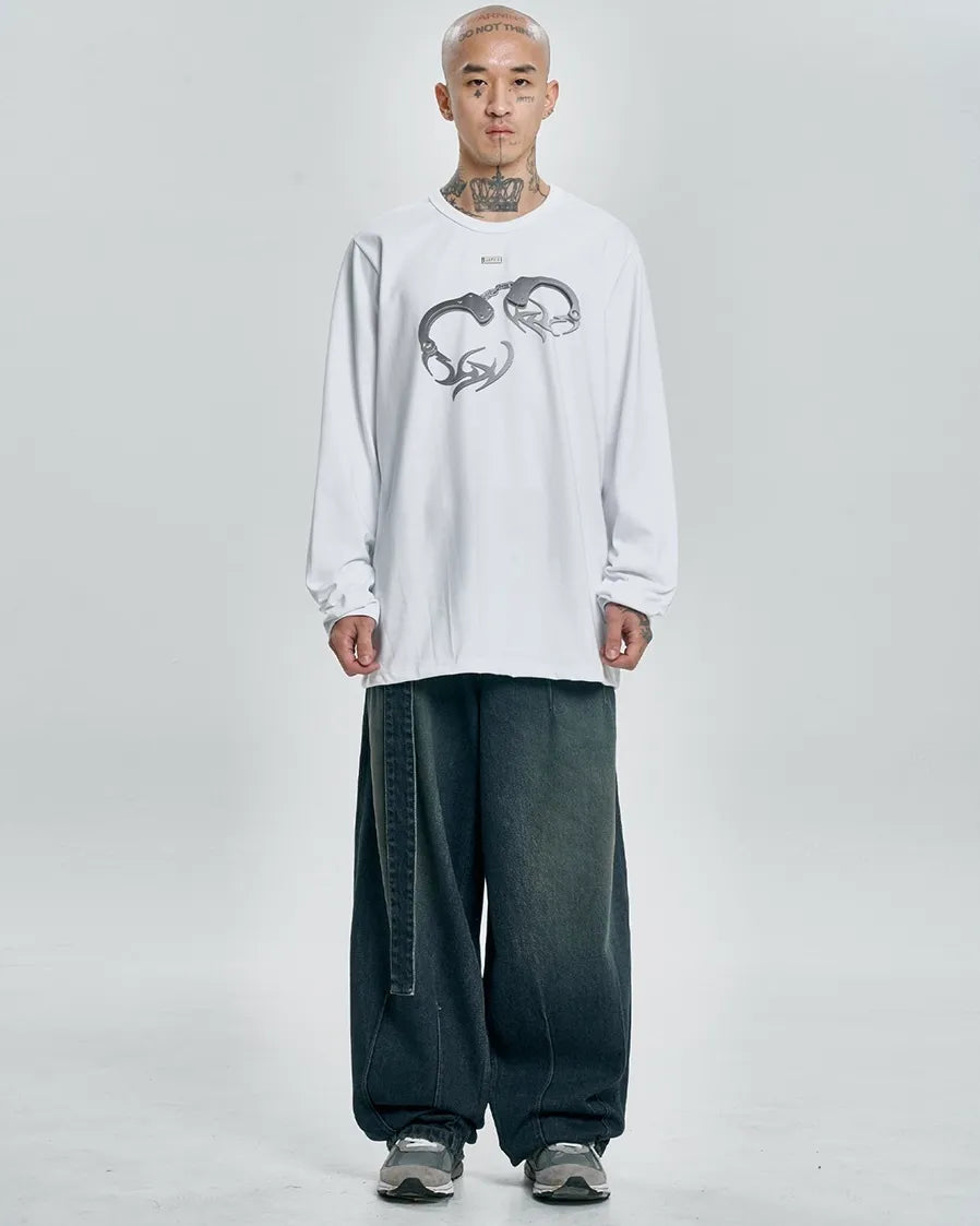 【AJOBYAJO】Tribal AJO Handcuffs Long Sleeves T-Shirt (WHITE)