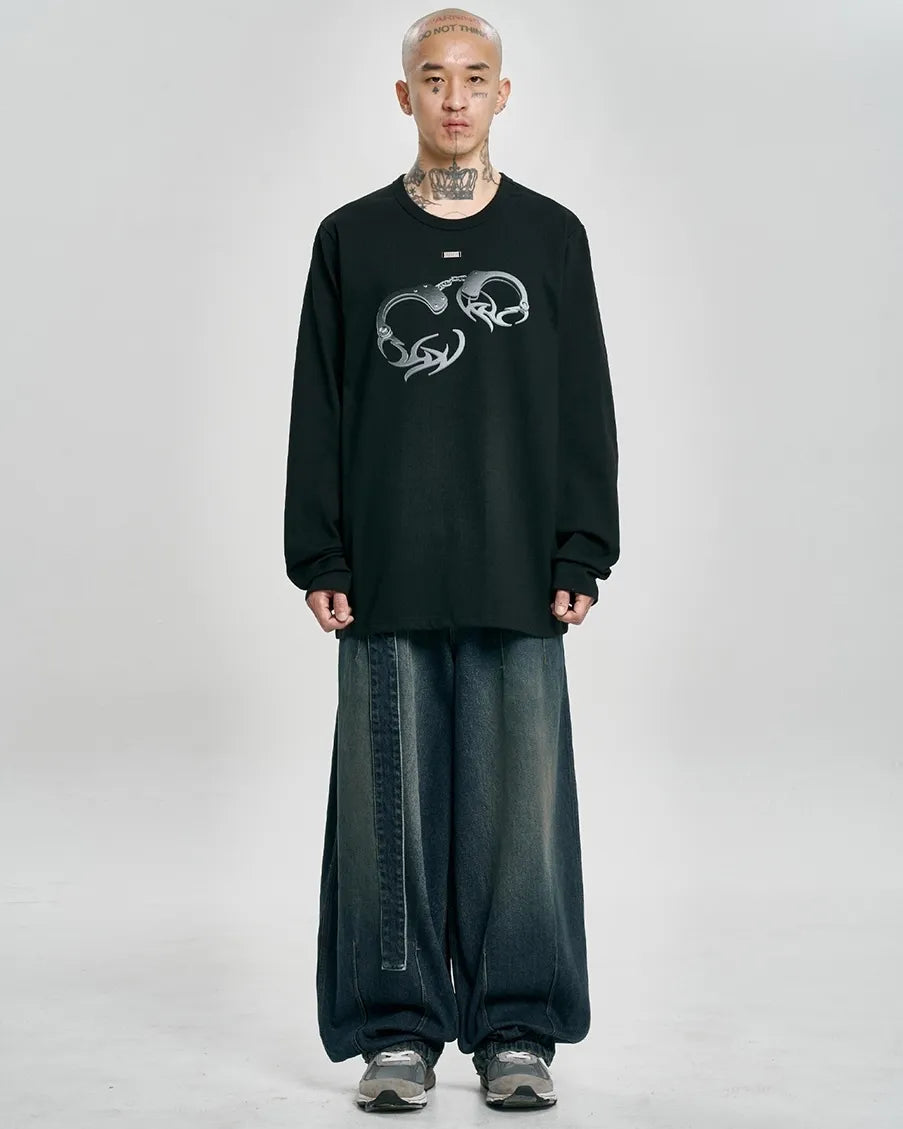 【AJOBYAJO】Tribal AJO Handcuffs Long Sleeves T-Shirt (BLACK)