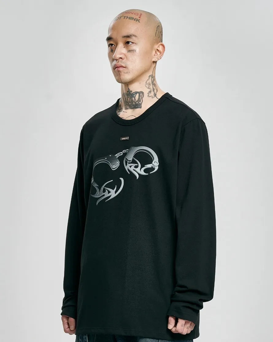 【AJOBYAJO】Tribal AJO Handcuffs Long Sleeves T-Shirt (BLACK)
