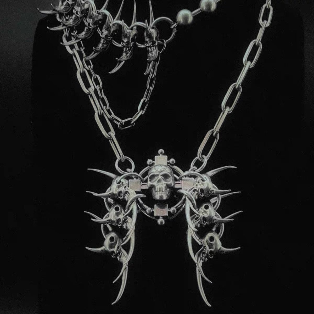 【IIIMIII】Black Painting II Dark Skull Pendant Necklace