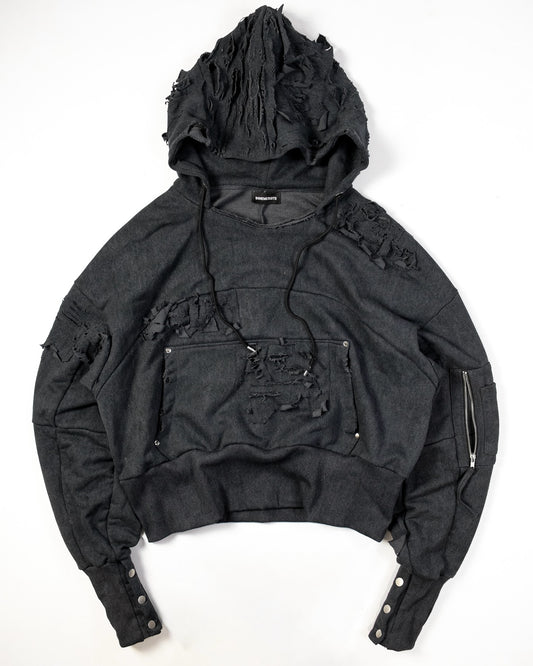 【BOHEME RIOTS】"GEN-2 PATCHED THRASHED HOODIE