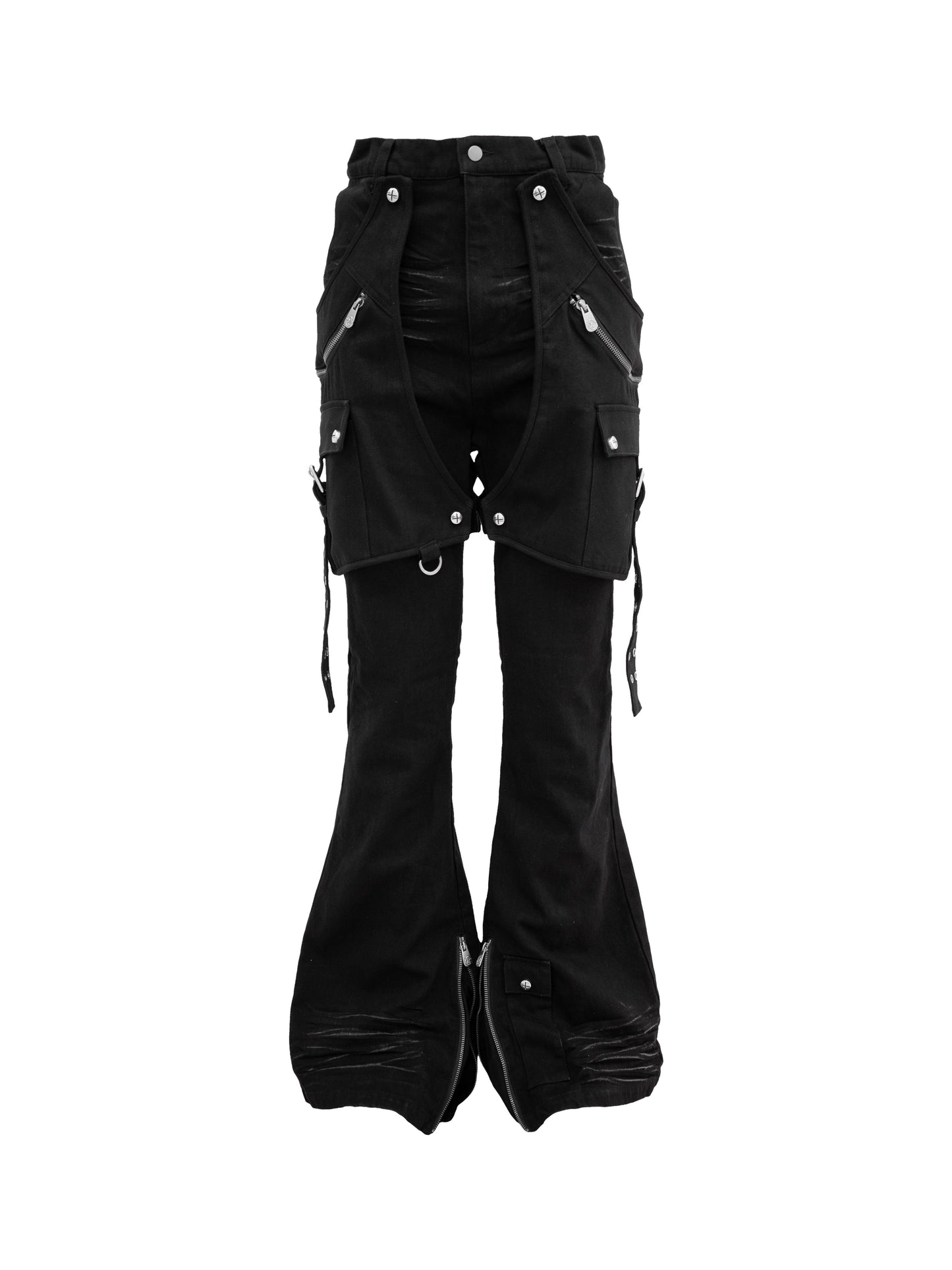 【ROSEN KREUZ】SIDE BELT DOCKING FLARE PANTS (Denim)