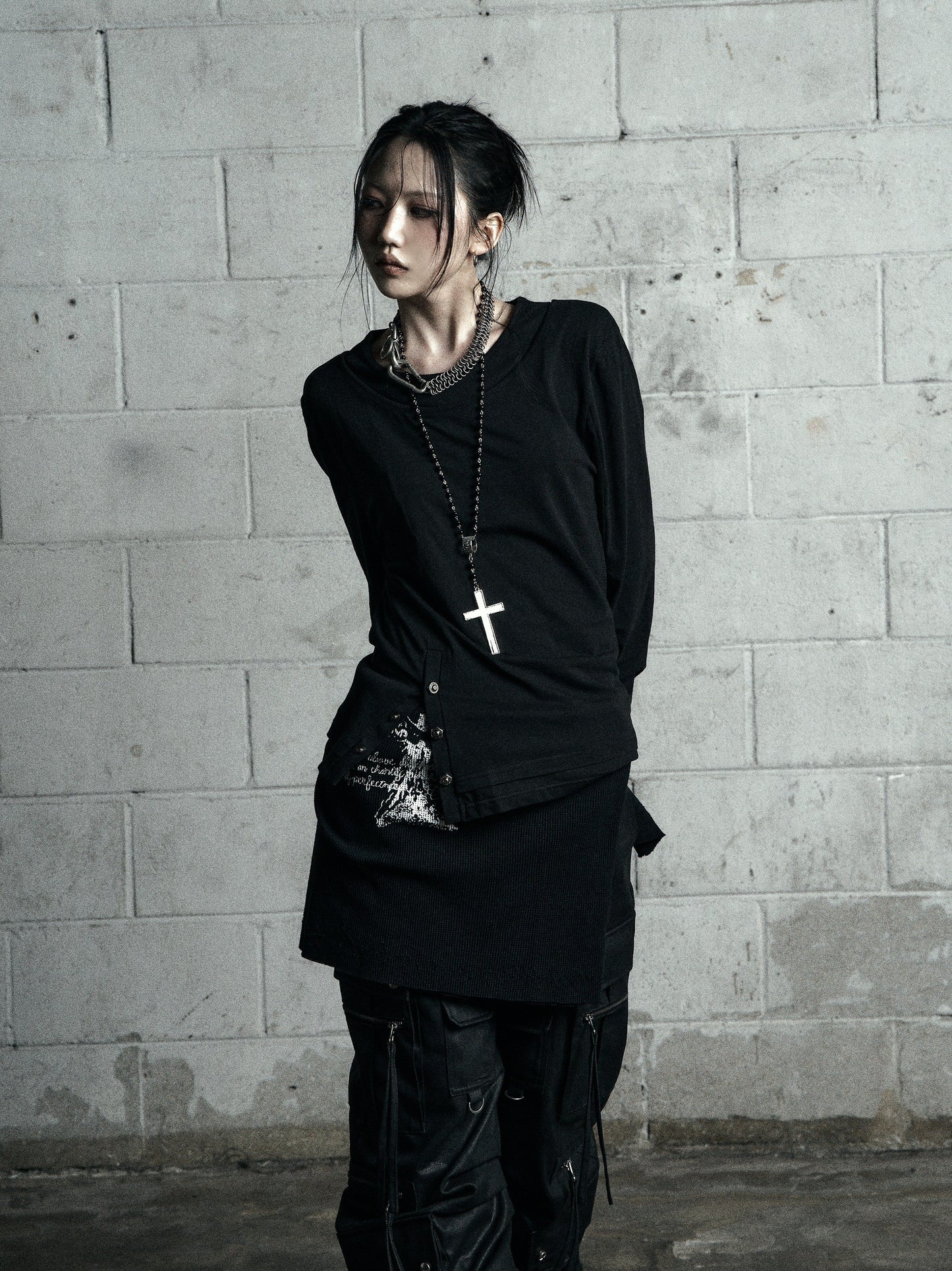 【ROSEN KREUZ】BTIGHT FIT LAYERED LONG SLEEVES BLACK