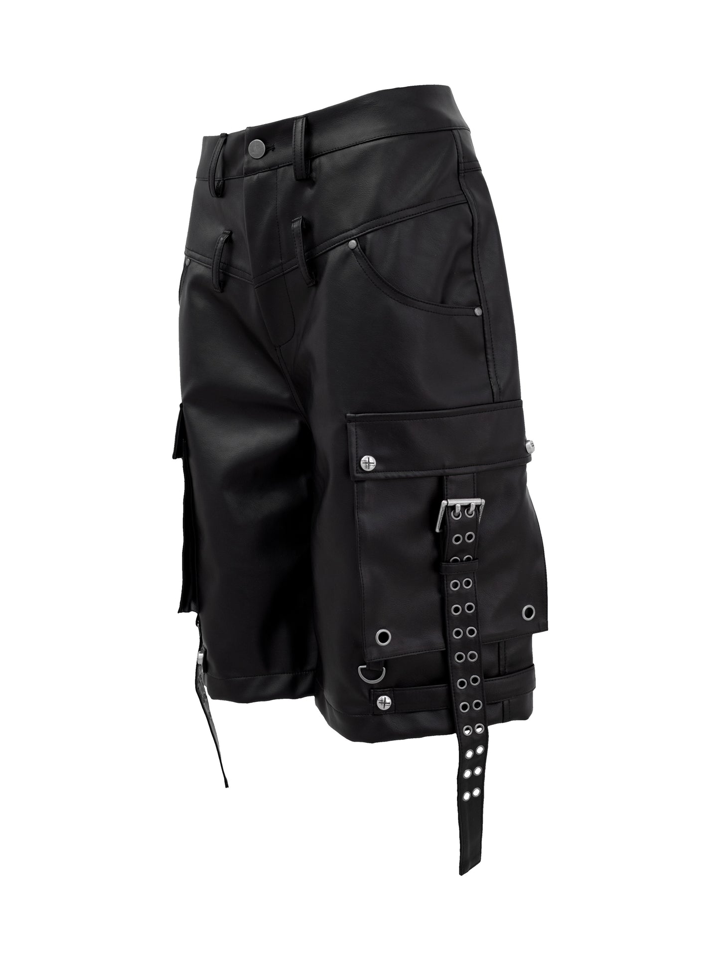 【ROSEN KREUZ】DOUBLE WAIST LEATHER SHORT PANTS