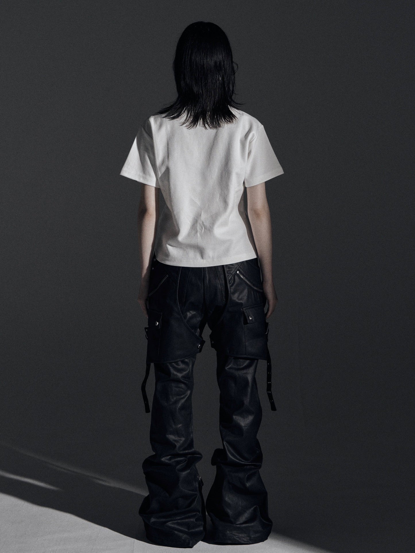 【ROSEN KREUZ】SIDE BELT DOCKING FLARE PANTS (Coating)