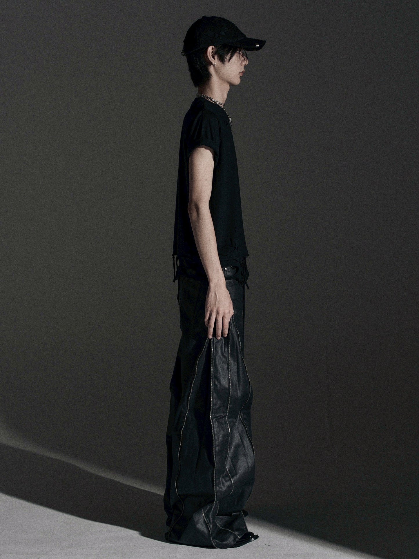 【ROSEN KREUZ】ZIP WIDE BAGGY PANTS (COATING)