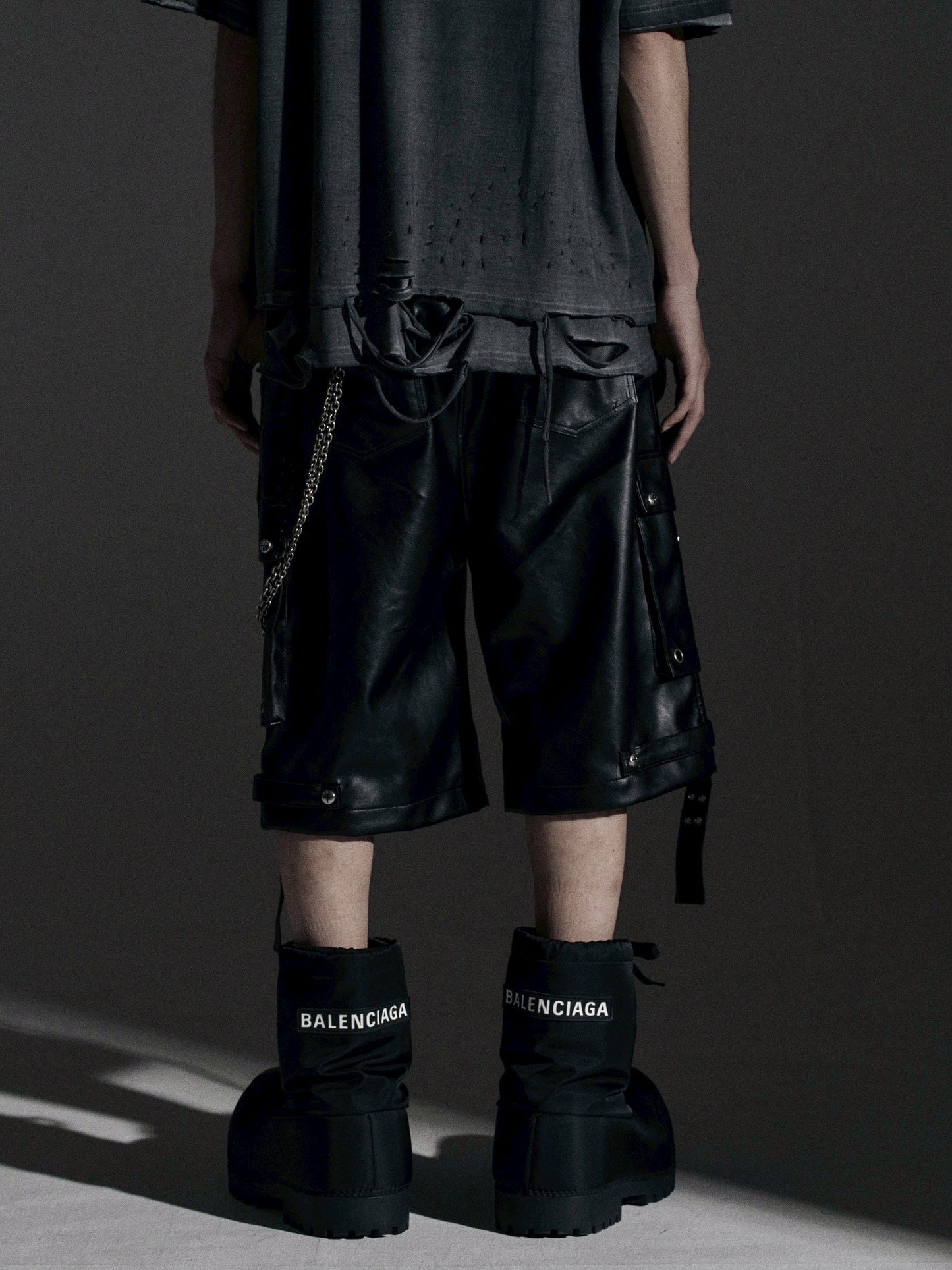 【ROSEN KREUZ】DOUBLE WAIST LEATHER SHORT PANTS