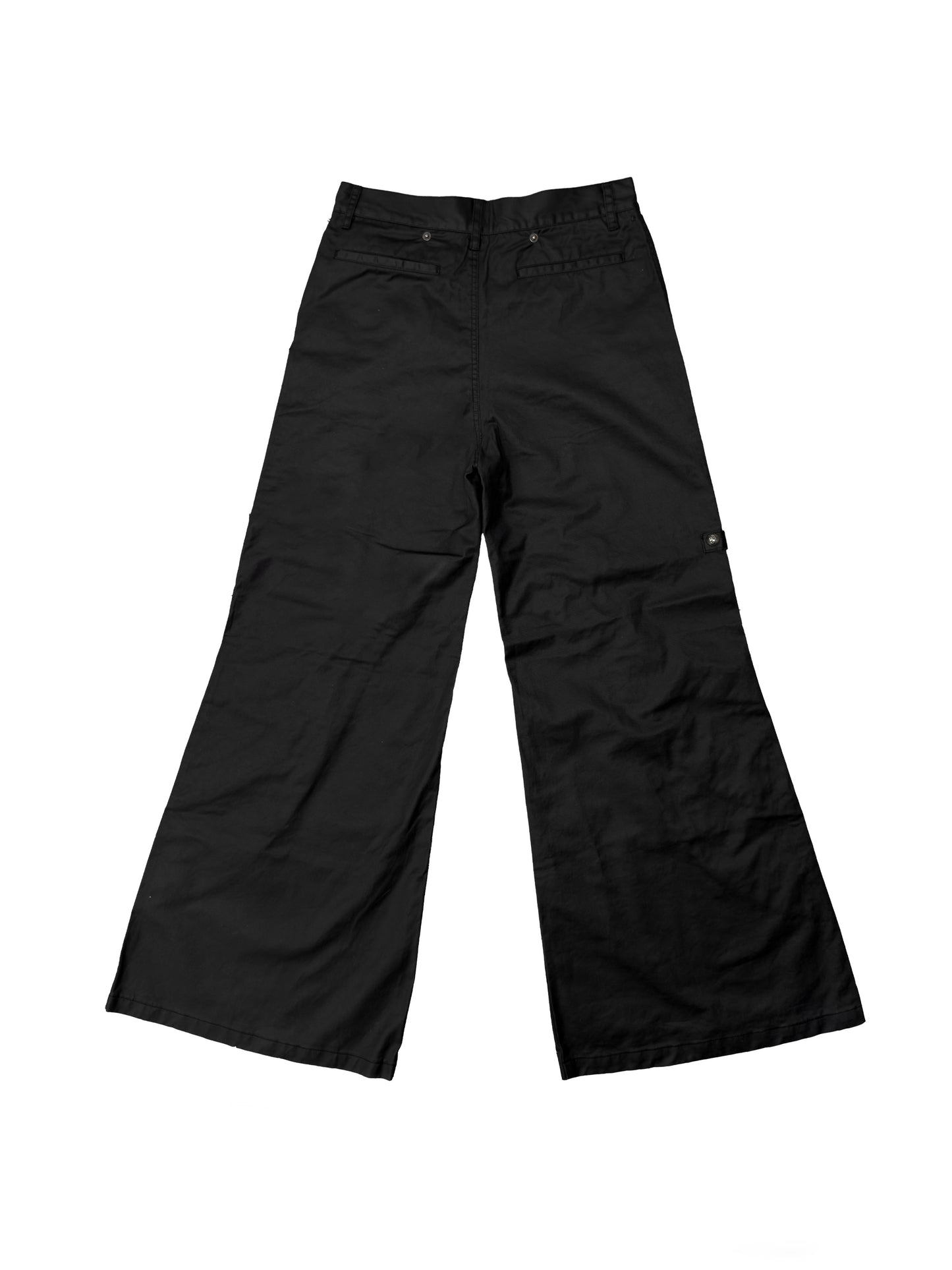 【ROSEN KREUZ】DOCKING SKIRT FLARE WIDE PANTS ( WAXED BLACK )