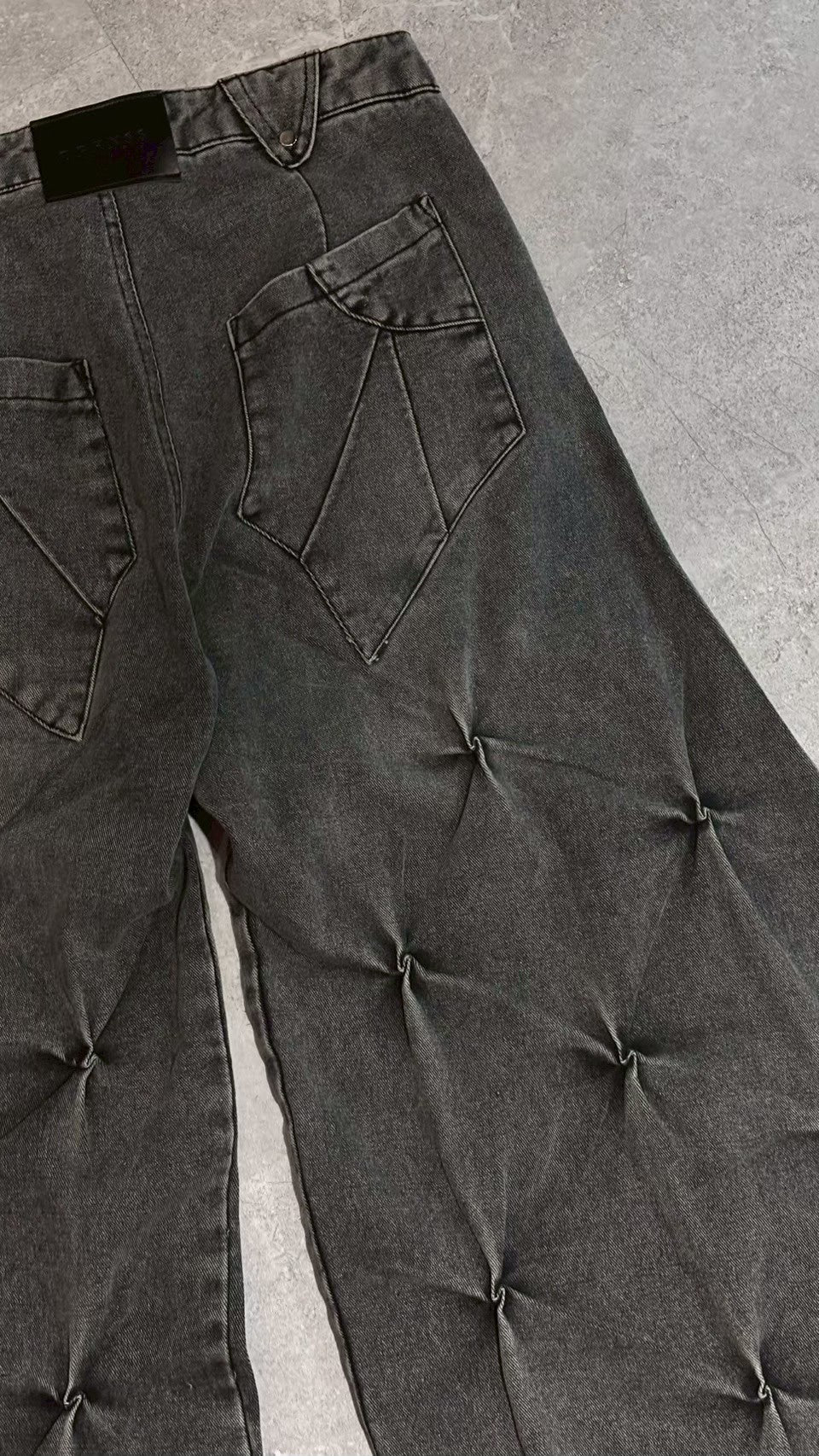 【RICH】Grey Wash Wide Denim Pants