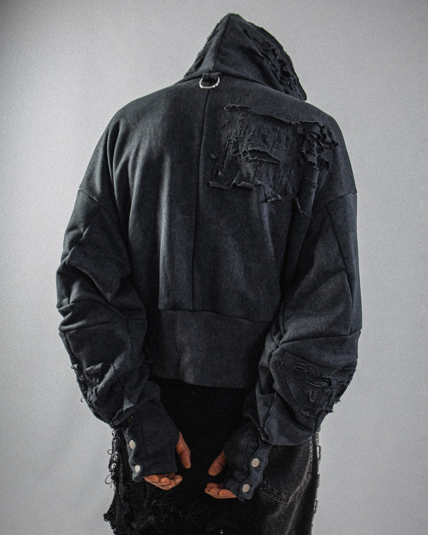 【BOHEME RIOTS】"GEN-2 PATCHED THRASHED HOODIE