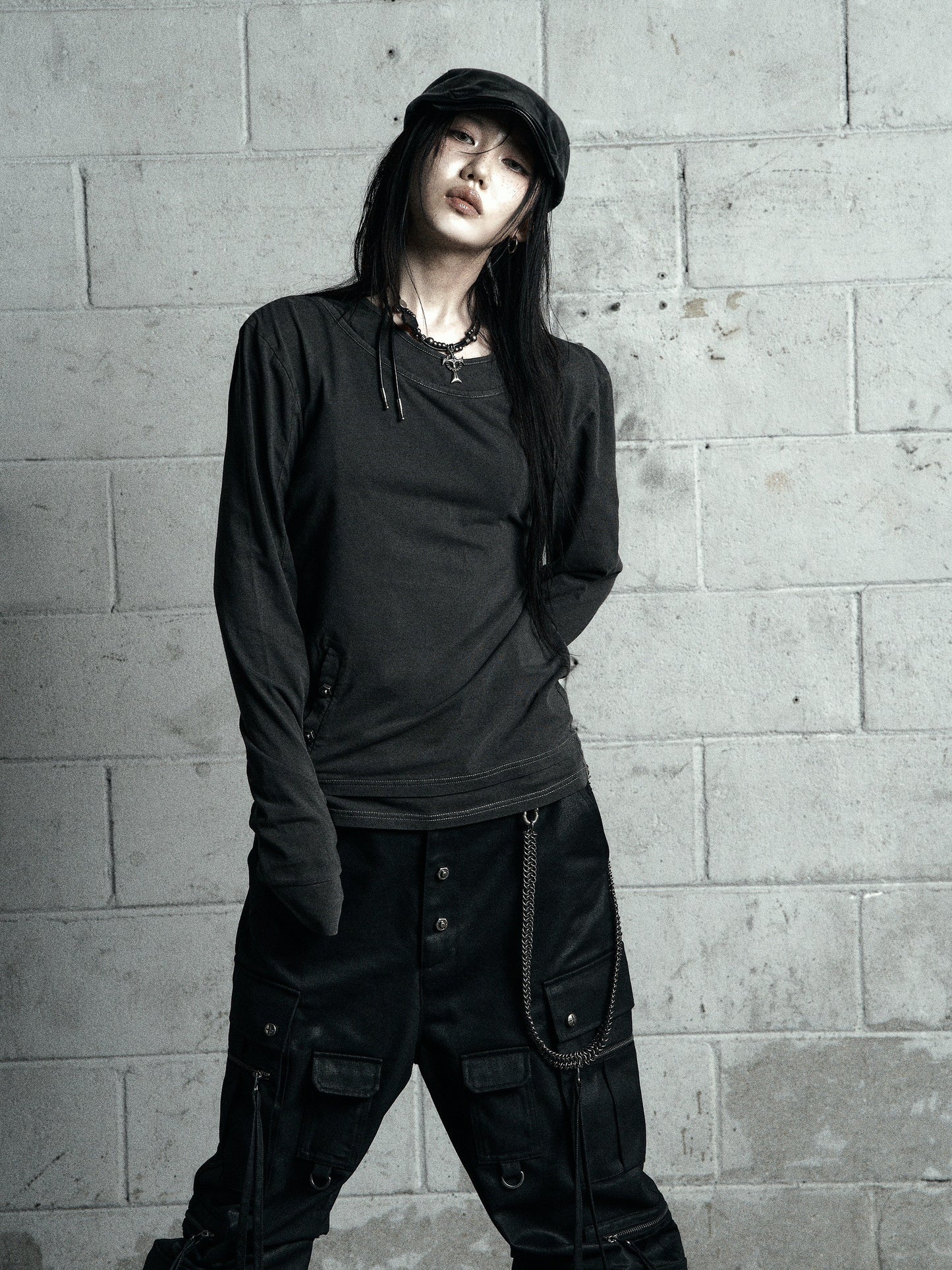 【ROSEN KREUZ】BTIGHT FIT LAYERED LONG SLEEVES GRAY