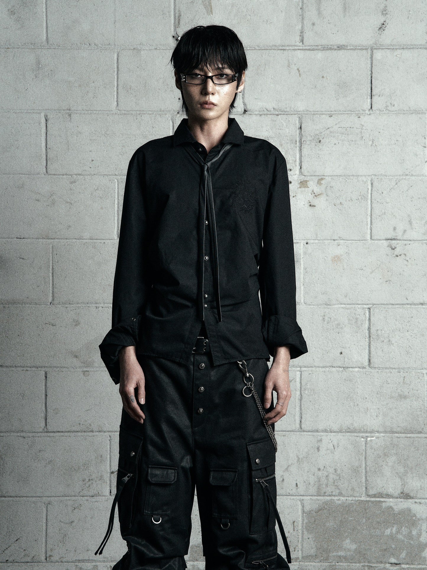 【ROSEN KREUZ】BACK CROSS CROPPED SHIRT BLACK