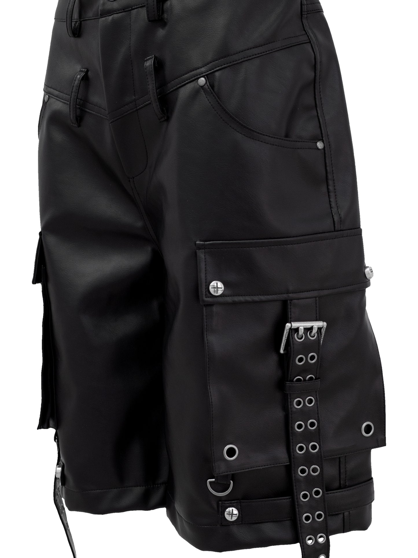 【ROSEN KREUZ】DOUBLE WAIST LEATHER SHORT PANTS