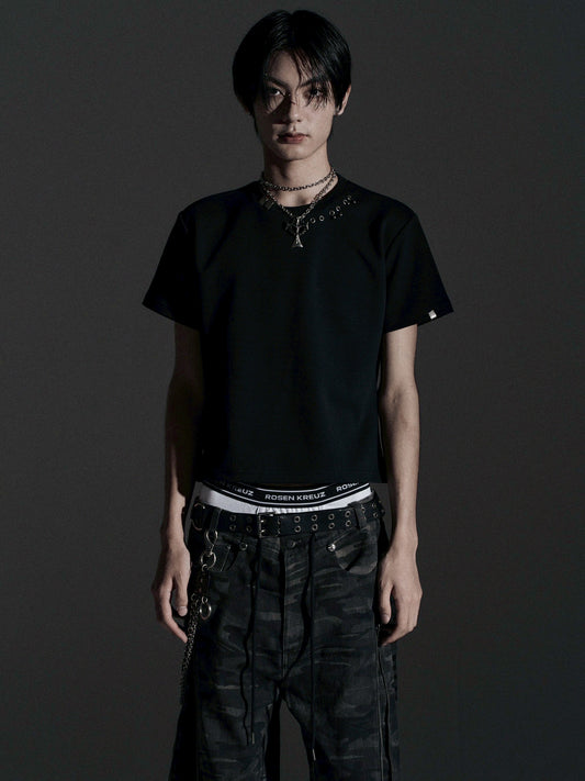 【ROSEN KREUZ】TIGHT FIT PIERCE CUSTOM TEE (Black)