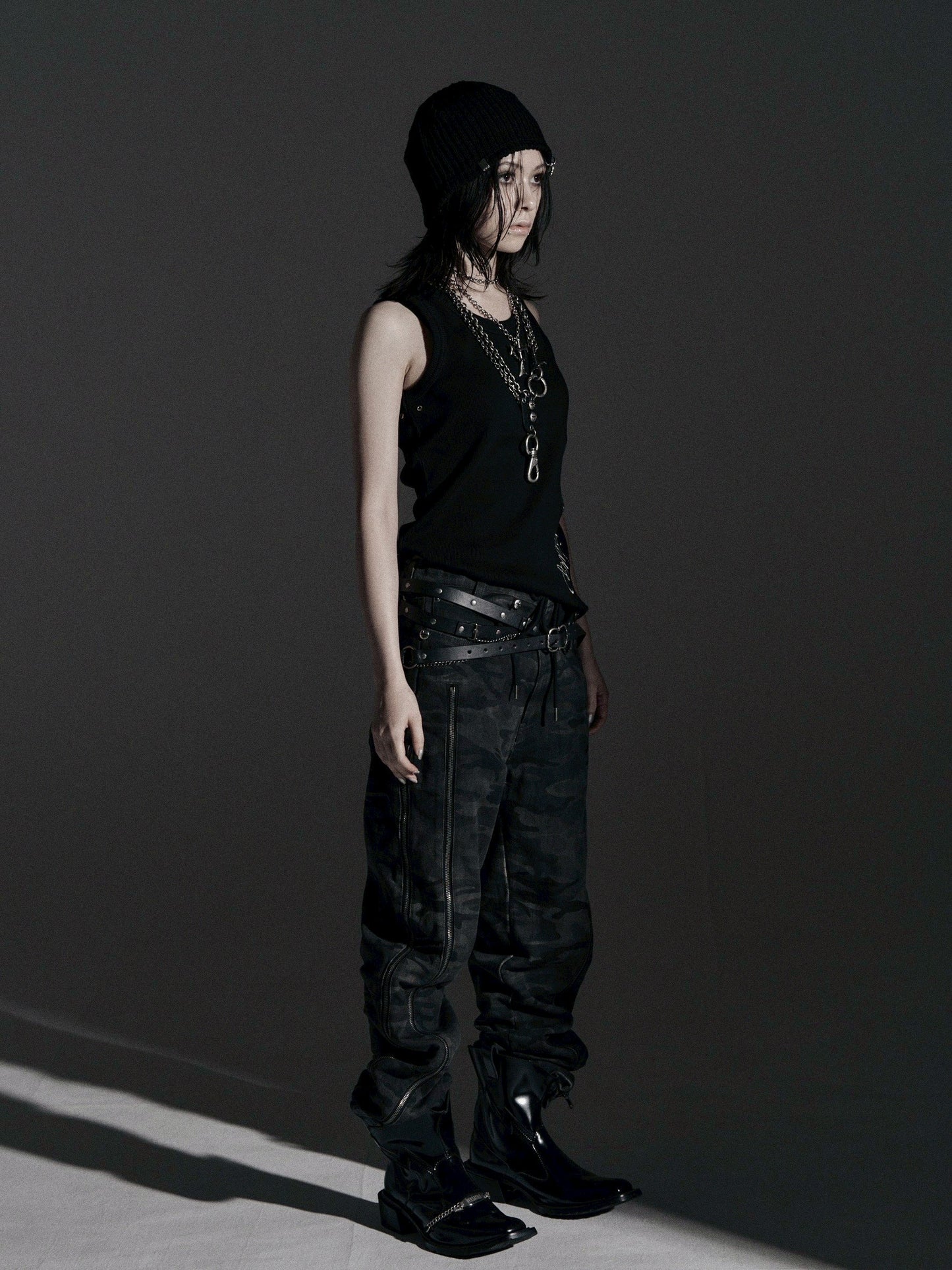 【ROSEN KREUZ】ZIP WIDE BAGGY PANTS (CAMOU)