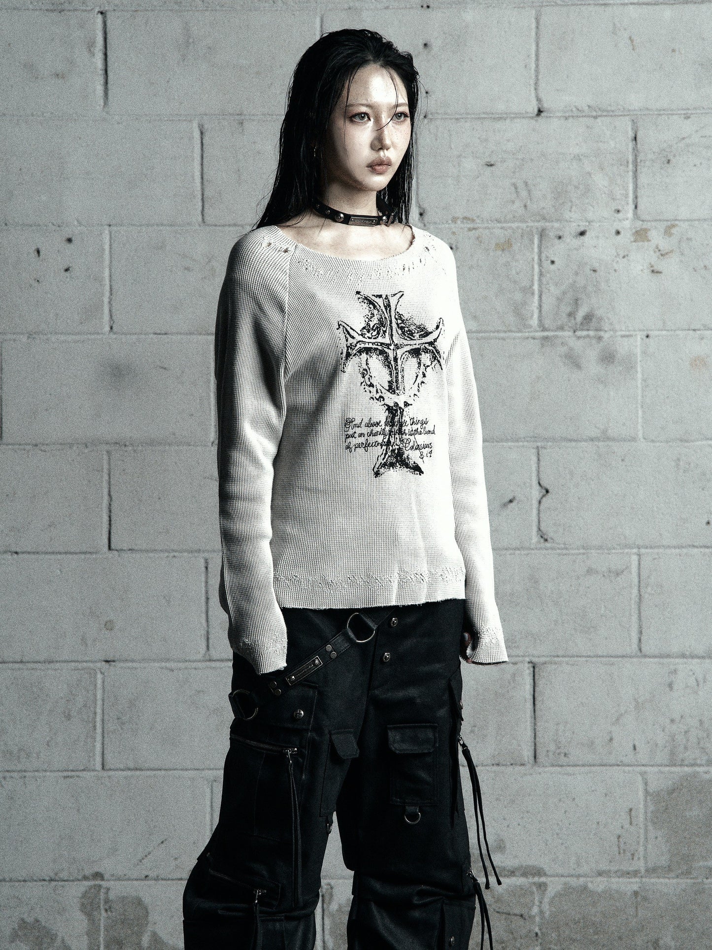 【ROSEN KREUZ】VINTAGE WAFFLE KNIT WHITE
