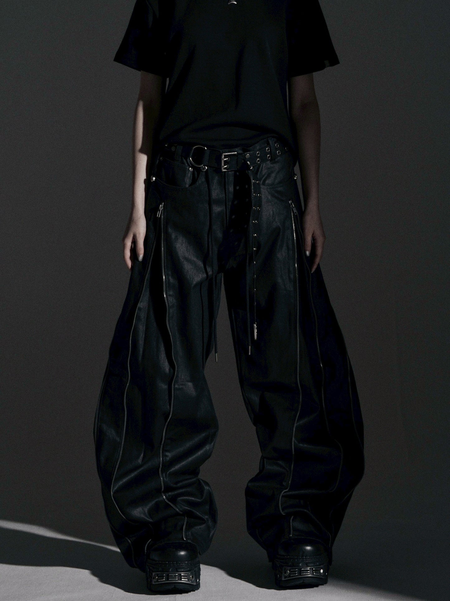 【ROSEN KREUZ】ZIP WIDE BAGGY PANTS (COATING)