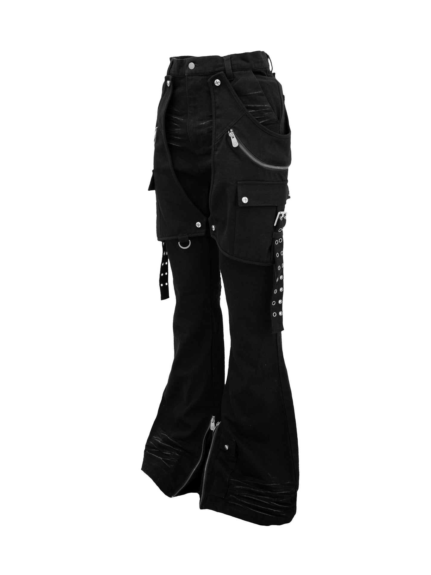 【ROSEN KREUZ】SIDE BELT DOCKING FLARE PANTS (Denim)