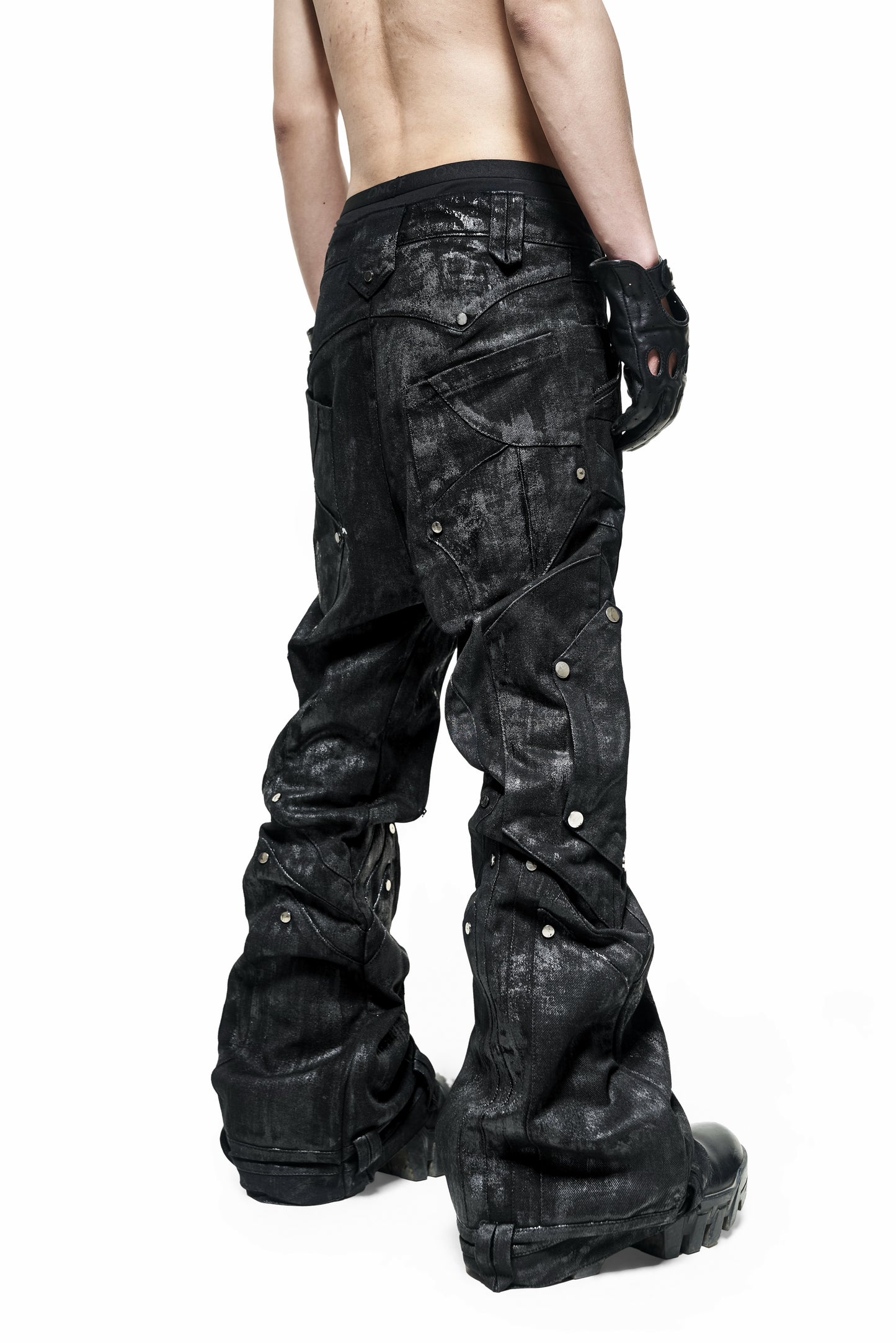 【RICH】 Dark Knight Flare Waxed Pants