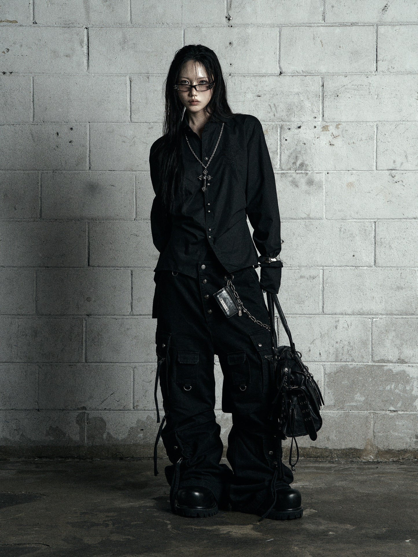 【ROSEN KREUZ】CURVE FIT LONG CARGO PANTS DENIM