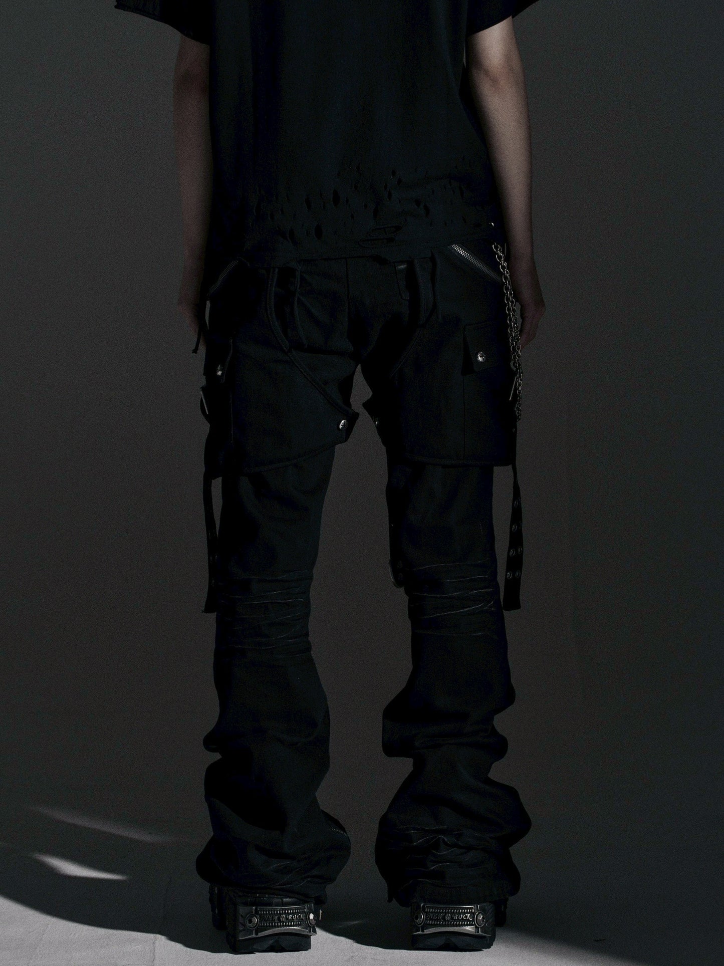 【ROSEN KREUZ】SIDE BELT DOCKING FLARE PANTS (Denim)