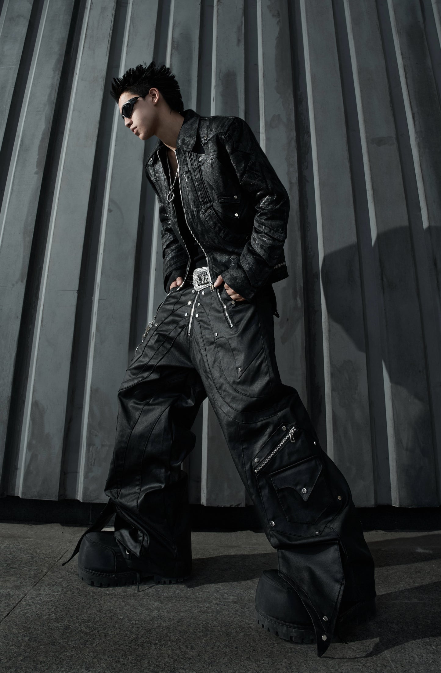 【RICH】Knight Wide Waxed Pants