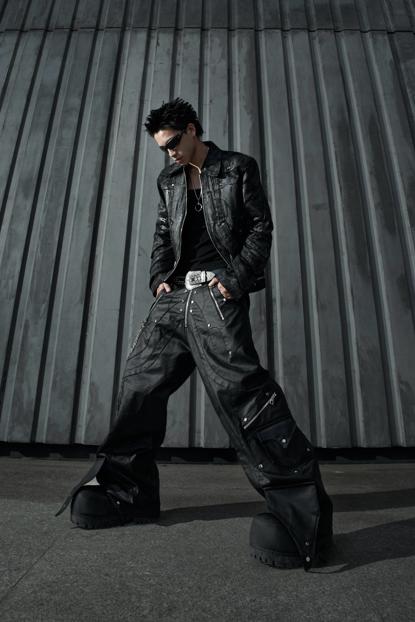 【RICH】Knight Wide Waxed Pants